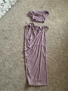 Strapless Lavender Maxi Dress with Drawstring Waist